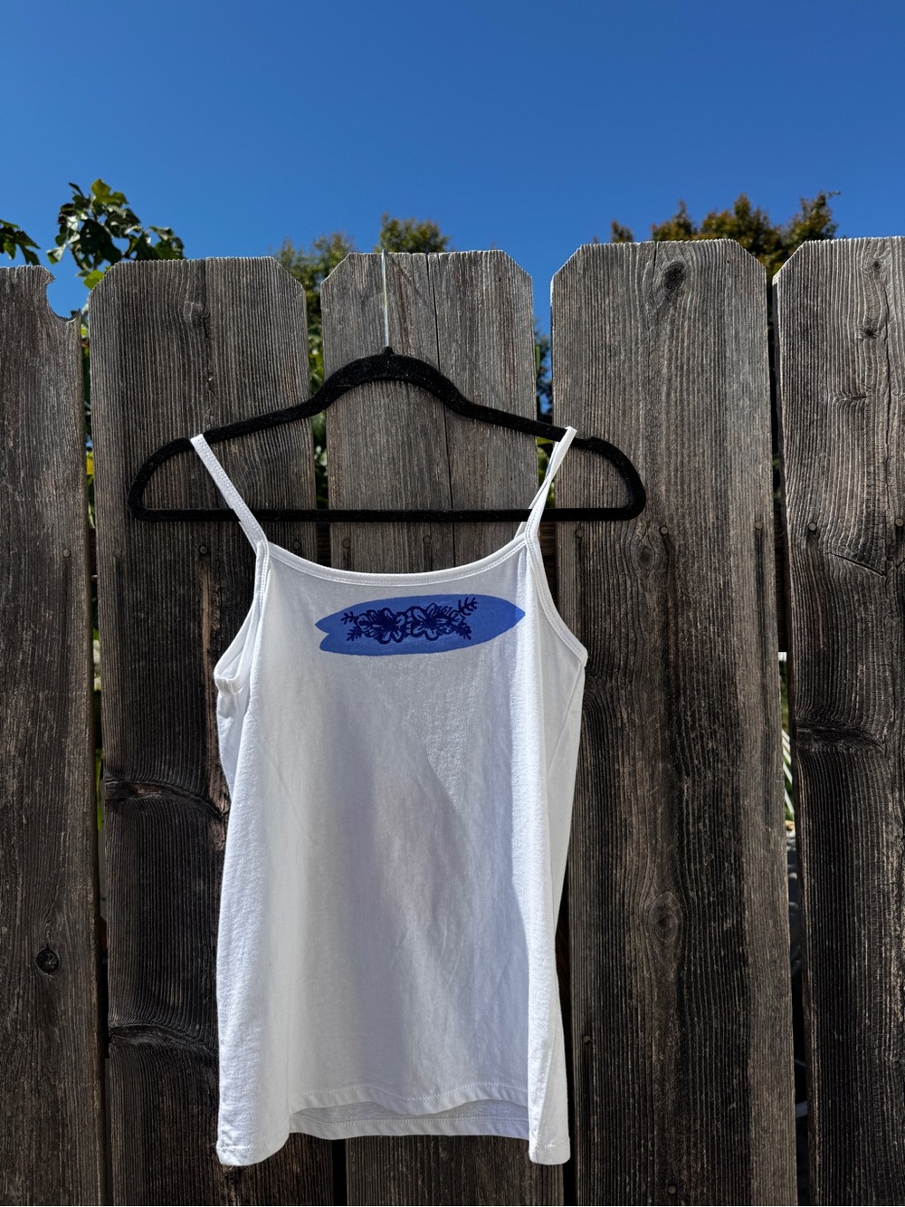 Everything That Glitters White Tank Top Surfboard Hand Bead Embroidered Painted